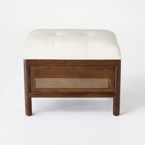 Woodspring Cane Base Ottoman Dark Walnut/Cream - Threshold