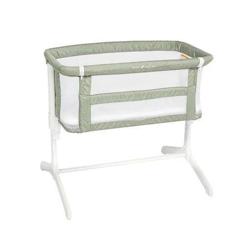 Baby Delight Beside Me Serenity Bassinet | Lightweight Bedside Sleeper & Baby Bassinet | 7-Position Height Adjustment | Sage Tweed