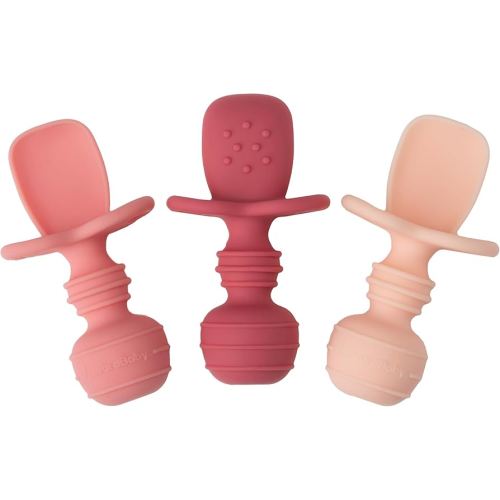 UpwardBaby Silicone Baby Spoons Self Feeding 6 Months - Feeding Essentials, Baby Led Weaning Supplies, BPA Free, Chewable Toddler Utensils with Anti Choke Barrier