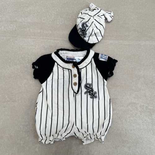 Chicago White Sox Infant Romper & Cap Set Vintage MLB Pinstripe Baby Outfit 3-6M