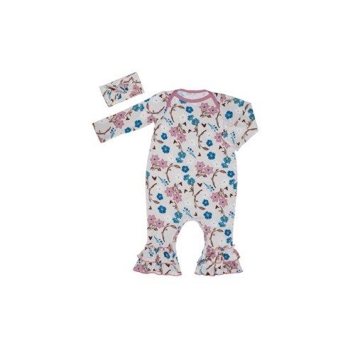 Ruffle Romper & Head Wrap Set, 3-6M