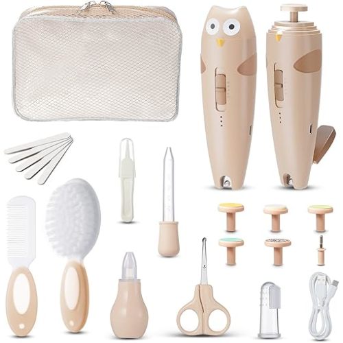 Lictin Baby Grooming Kit, 25 in 1 Baby Electric Nail Trimmer Set, Safe Baby Nail File with Auto Light, Baby Nail Kit Newborn Nursery Healthcare Kit, Portable Baby Care Kit for Infant Toddlers Boys Girls, Baby Registry Shower Gift