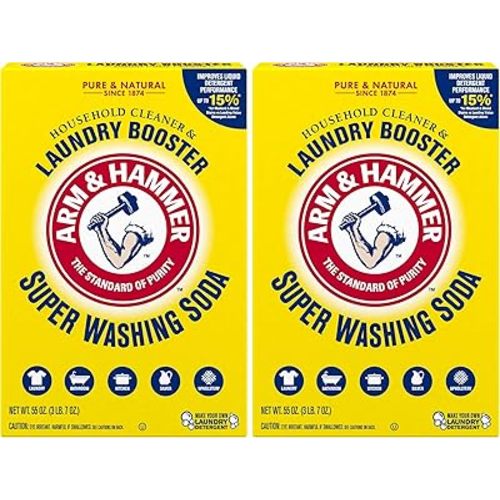 ARM & HAMMER Super Washing Soda Household Cleaner and Laundry Booster, 55 oz (Pack of 2)