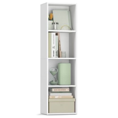 VASAGLE Custos Collection - Bookshelf, 4-Tier Bookcase, Book Shelf, Open Storage Shelf, 9.4 x 11.8 x 41.7 Inches, Cloud White