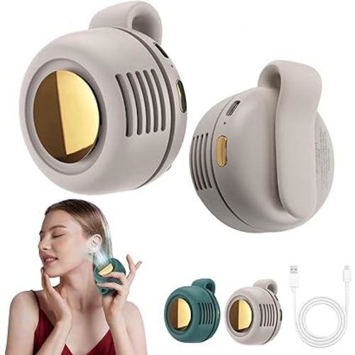 Portable Silent Mini Bladeless Electric Fan,Clip on Fan for Shirt Waist Neck,2025 New Small Clip on Fans 3-Speed Adjustable Rechargeable for Outdoor,Camping,Travel,Office(White)