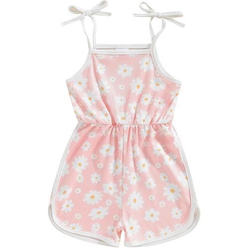 WZTYYDS Toddler Baby Girl Summer Clothes Floral Romper Tie-Up Strap Halter Jumpsuit Infant Summer Sling Playsuit 6M-3T