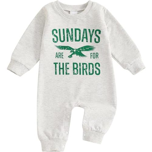Honganda Newborn Infant Baby Boy Girl Football Jumpsuit Sundays are for The Birds Football Onesie Fall One Piece Outfit