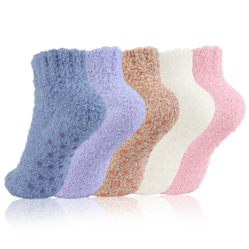 TRANSLINK Women Fuzzy Socks with Non Slip Grip Soft Warm Gift Idea for Her on Holidays Anniversaries
