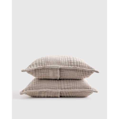 Organic Cotton Channel Quilted Sham Set in Taupe
