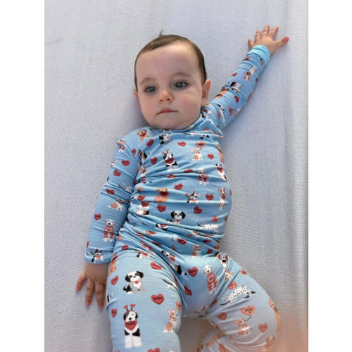Pups & Kisses (Convertible Zip Footies) - Blue – Dreamlet