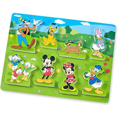 Melissa & Doug Disney Mickey Mouse Wooden Chunky Puzzle – 8-Piece Disney Character Puzzle for Toddlers and Kids Ages 2+