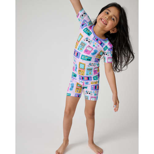 Purple Game On Two-Piece Short Sleeve & Shorts Pajama Set