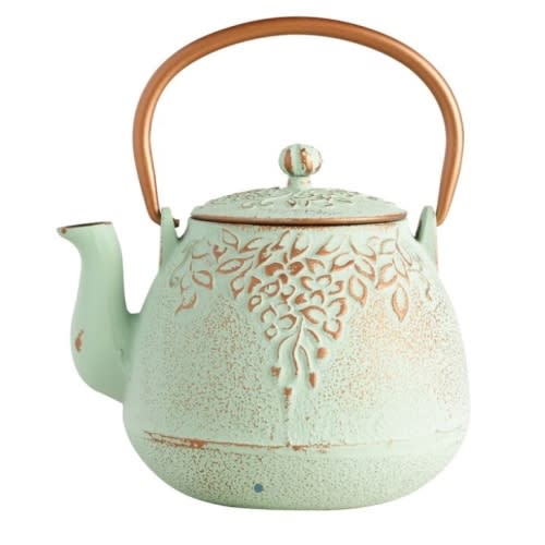 Light Green Embossed Cast Iron Infuser Teapot - World Market