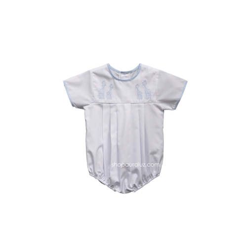 Auraluz Boy Bubble..White with blue binding trim, no collar and embroi – AURALUZ