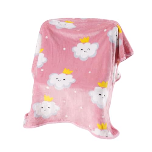 TILLYOU Toddler Flannel Blanket - Warm Cozy Baby Blanket for Boys and Girls, Smooth Cute Lightweight Blanket for Bedding Crib Stroller, 40x50 Inches, Pink Cloud