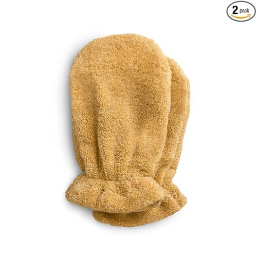 mushie Baby Bath Mitt | Organic Cotton | Pack of 2 (Fall Yellow)