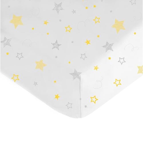 American Baby Company 100% Natural Cotton Fitted Crib Sheet 52" x 28" - Soft, Breathable, Hypoallergenic & Gentle Toddler Bed Sheet, Golden Yellow Star, Neutral for Boys & Girls