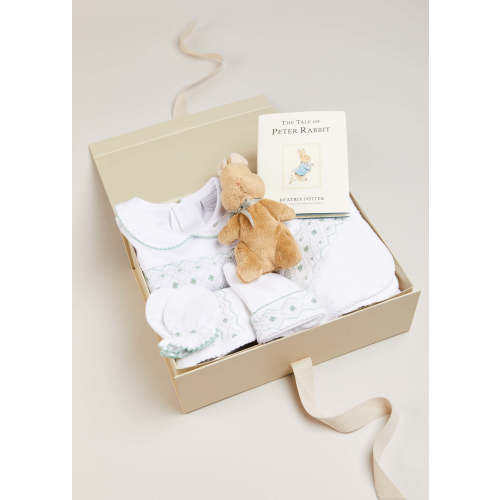 Newborn Hand Smocked Gift Set in Green