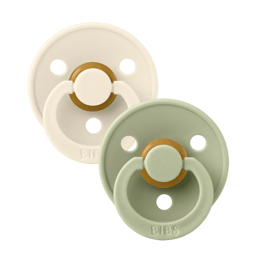 BIBS Colour Latex Pacifier Size 1, 0-6 Months, Ivory/Sage, 2 Pack, Infant