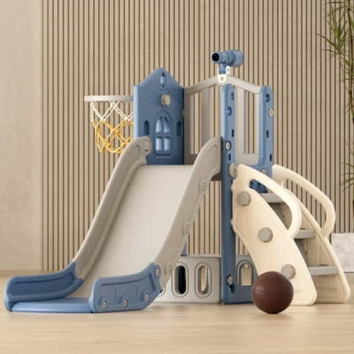 KORIMEFA Toddler Slide Set, Slide for Toddlers Age 1-4 with Basketball Hoop and Ball, Slide for Kids, Indoor Outdoor Backyard Playground Climbing Baby Slide Toy