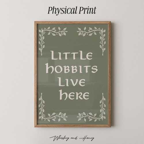 Physical Print | Little Hobbits Live Here Art Print | LOTR Art Print | Kids Room Art | Playroom Poster | LOTR Poster | Trendy Wall Art