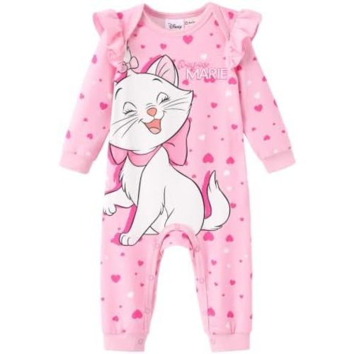 Disney Stitch Princess Minnie Winnie Marvel Baby Girls Ruffle Long Sleeve Romper Footie Outfit for Newborn to Toddler