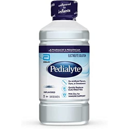 Pedialyte Electrolyte Solution, Unflavored, Hydration Drink, 33.8 Fl Oz. (Pack of 4)
