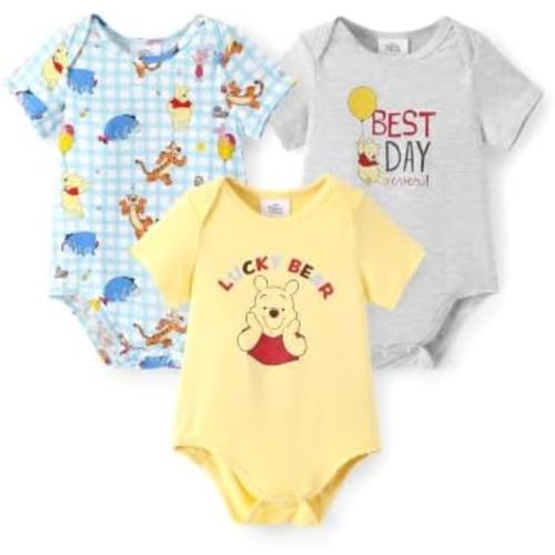 Disney Baby Viscose Made from Bamboo 3-Pack Bodysuits Set Newborn to Infant