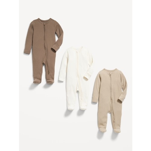 Unisex 2-Way-Zip Sleep & Play Footed One-Piece 3-Pack for Baby