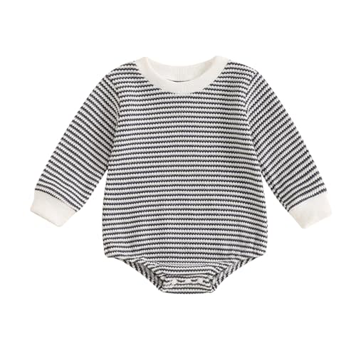 VISGOGO Unisex Baby Boy Girl Romper Waffle Newborn Infant Onesie Clothes Long Sleeve Bubble Oversized Romper Bodysuit Top