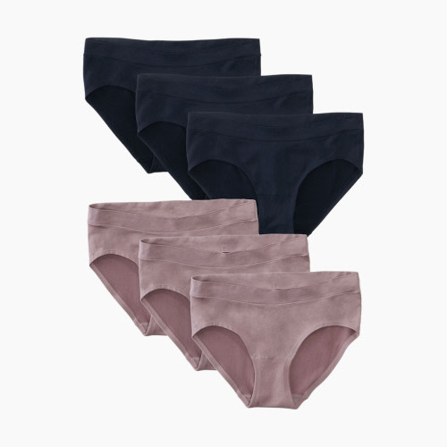 Ingrid and Isabel 6 Pack Underwear Bundle - Black/Mauve, L