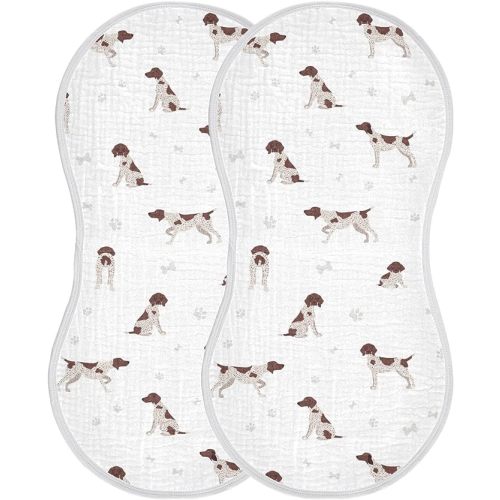German Shorthaired Pointer Muslin Burp Cloths for Baby 2 Pack 100% Cotton Baby Washcloths Bibs for Boy Girl