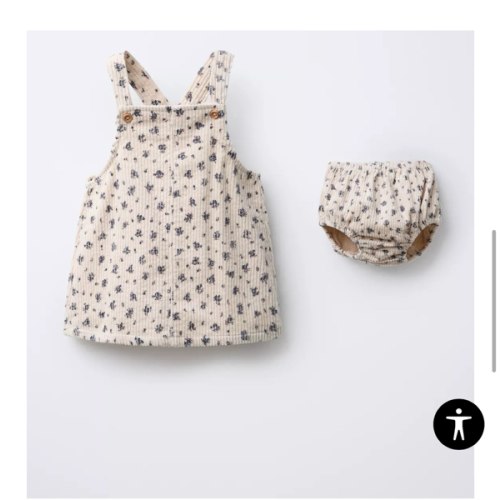 CORDUROY PINAFORE DRESS AND FLORAL UNDERWEAR - Ecru | ZARA United States