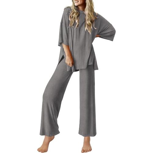 Ekouaer Lounge Sets for Women Soft Comfy Pajama Set 2 Piece Outfits