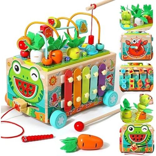 JAUNTY Toddler Wooden Montessori Toy for 1 2 3 Year Old Toys, Educational Stem Toy for Baby Boys Girls 18 Months+, Preschool Learning Fine Motor Skill First 1st Birthday Gifts for Kids Girl Boy 1-3