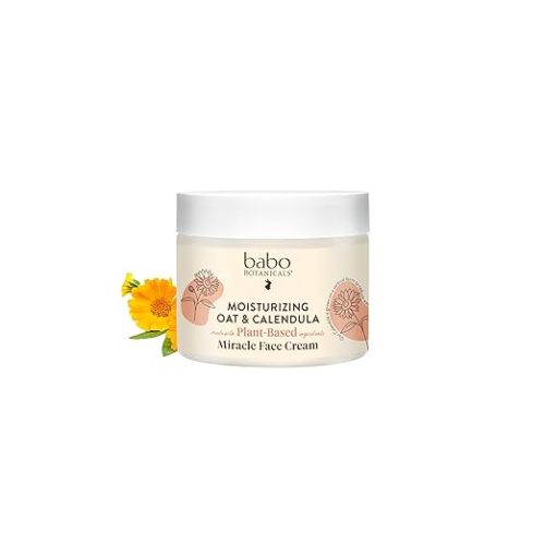 Babo Botanicals Moisturizing Oat & Calendula Miracle Face Cream – Shea Butter Hydration for Dry or Sensitive Skin – Gentle for Baby, Toddler, Kids & Family – Vegan