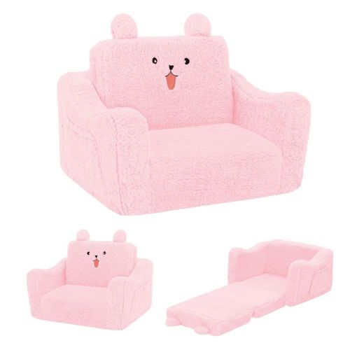 Kinder King Toddler Sofa Chair, 2-in-1 Foldable Baby Couch Flip Open Sofa Bed for Playroom