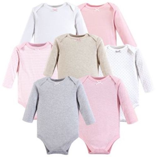 Hudson Baby Infant Girls Cotton Long-Sleeve Bodysuits 7pk, Girls Basic, 18-24 Months