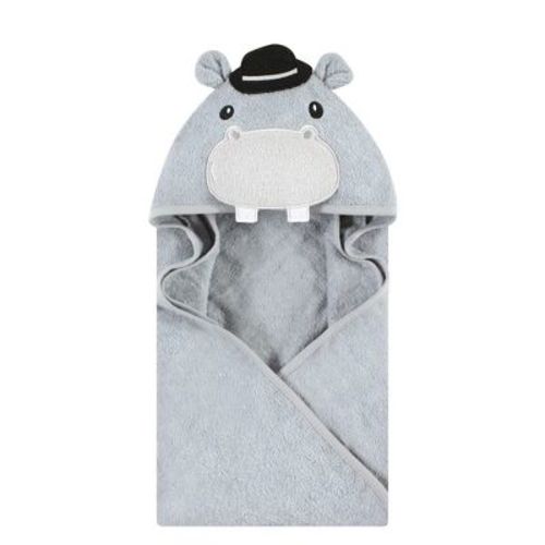 Hudson Baby Infant Cotton Poly Animal Face Hooded Towel, Hippo, One Size