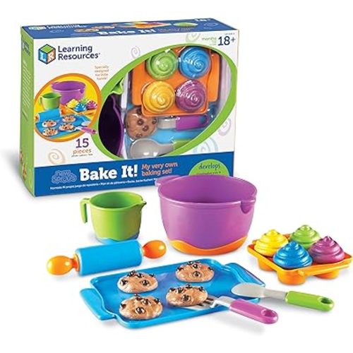 Learning Resources New Sprouts Bake It! 15 Pieces, Ages 18+ months Pretend Play Food for Toddlers, Toddler Toys, Baking Supplies for Kids