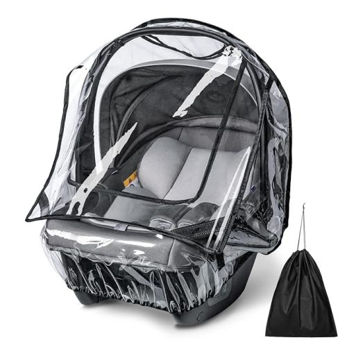 bemece Car Seat Rain Cover, Baby Car Seat Rain Cover Universal with Side Ventilation and Quick-Access Large Window, Protected from Rain, Snow, Wind and Dust, Baby Travel Accessories