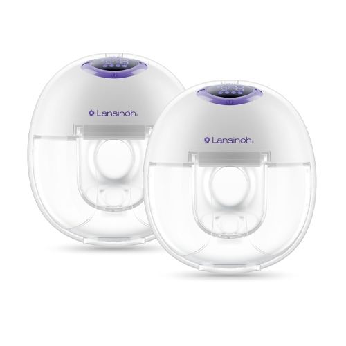 Lansinoh Discreet Duo Wearable Breast Pump, Hands Free Breast Pump, 4 Pumping Modes, 9 Levels Hospital Grade Suction, LED Display, Leak-Resistant Design, 2 Breast Flange Sizes Included: 24mm & 21mm (model #S32)