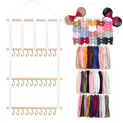 Headband & Bow Holder for Girls Hair Bows, Hanging Headbands Storage Organizer for Newborn Baby Toddler Kids Girls, Headband Holder for Wall, Room, Door or Closet