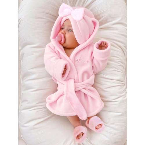 SHEIN Newborn Girl Photography Bathrobe With Matching Turban Hat And Mini Slippers Infant Photoshoot Outfits Love Embroidery Newborn Props Baby Robe Newborn Robe Baby Girl Robe Set Baby Robes Robe And Swaddle Set Fall Winter | SHEIN USA