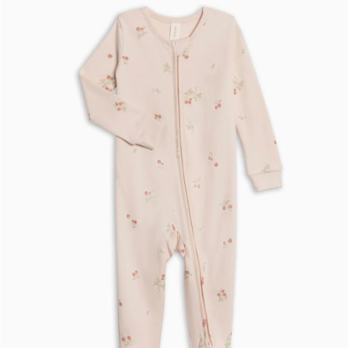 Peyton Zipper Sleeper - Raspberries / Shell + Mint