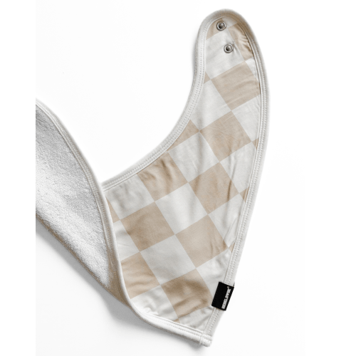 Bamboo Bandana Bib in Salt + Sand Checkered