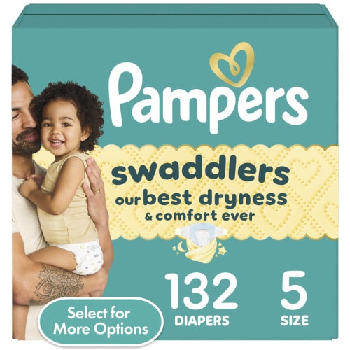 Free Shipping! Pampers Baby Diapers Size 5, 132 Count, Hypoallergenic, Leak Protection, Wetness Indicator