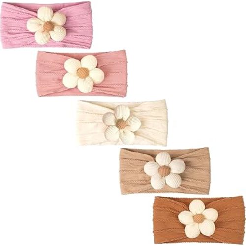 5 Pcs Baby Flower Headbands Baby Girls Nylon Headbands Soft Hairbands Hair Accessories for Newborn Infant Toddler Kids