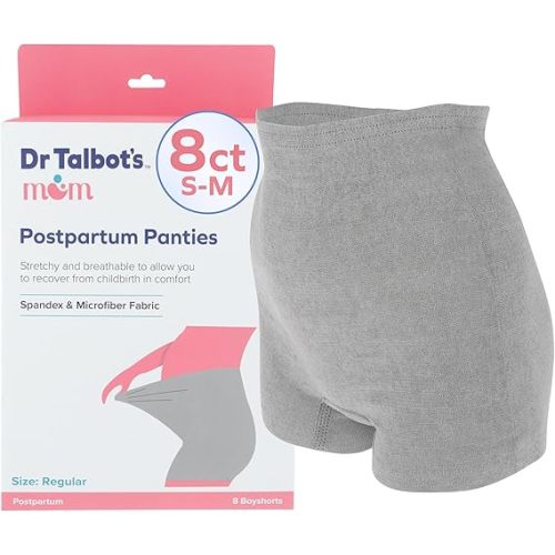 Dr. Talbot's Mom Postpartum Underwear - 8 Count - Disposable Panties for Postpartum Care - Gray