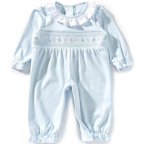 Edgehill Collection Baby Girls Solid Smocked Romper